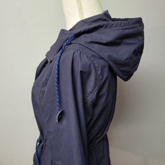 J Crew Nylon Jacket Windbreaker Blue Hooded Womens Small Spring Fall Layers - Picture 5 of 12